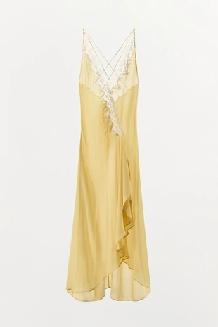 Платье из жоржета с кружевом и воланами- Заказать в России