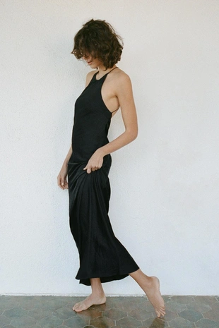 Длинное платье в бельевом стиле с узлом на спине- Заказать в России