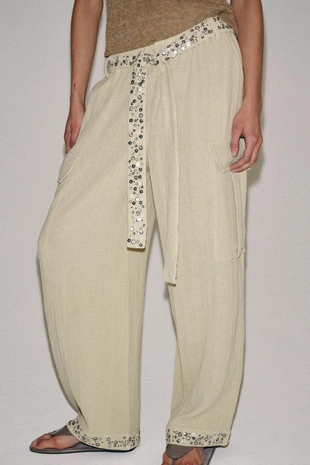 Брюки карго с пайетками — коллекция Zara «Zw»- Заказать в России