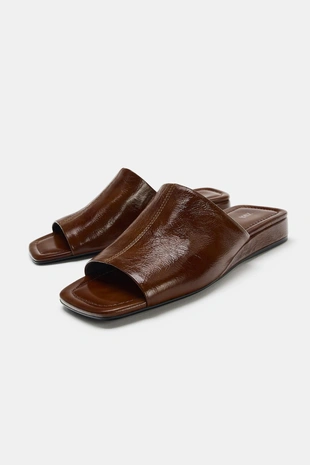 Кожаные мюли на танкетке- Заказать в России