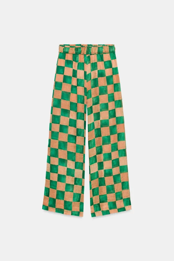 БРЮКИ ПАЛАЦЦО В КЛЕТКУ ИЗ РАМИ — коллекция Zara «ZW»