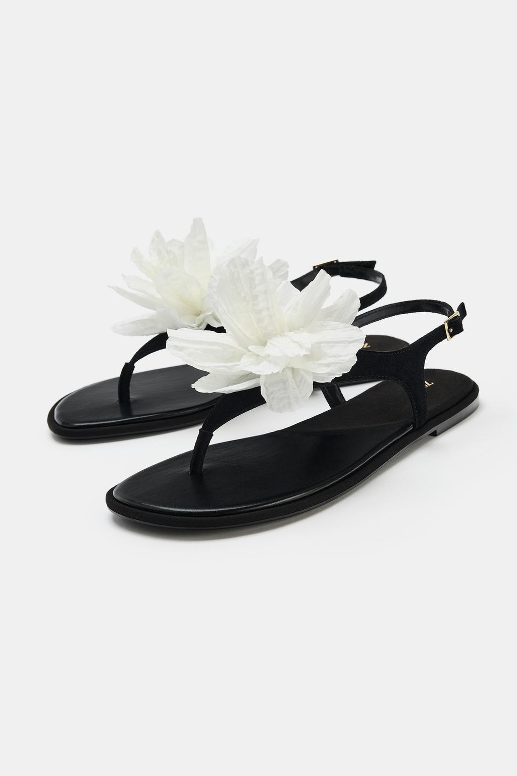 САНДАЛИИ НА ПЛОСКОЙ ПОДОШВЕ С ЦВЕТКОМ