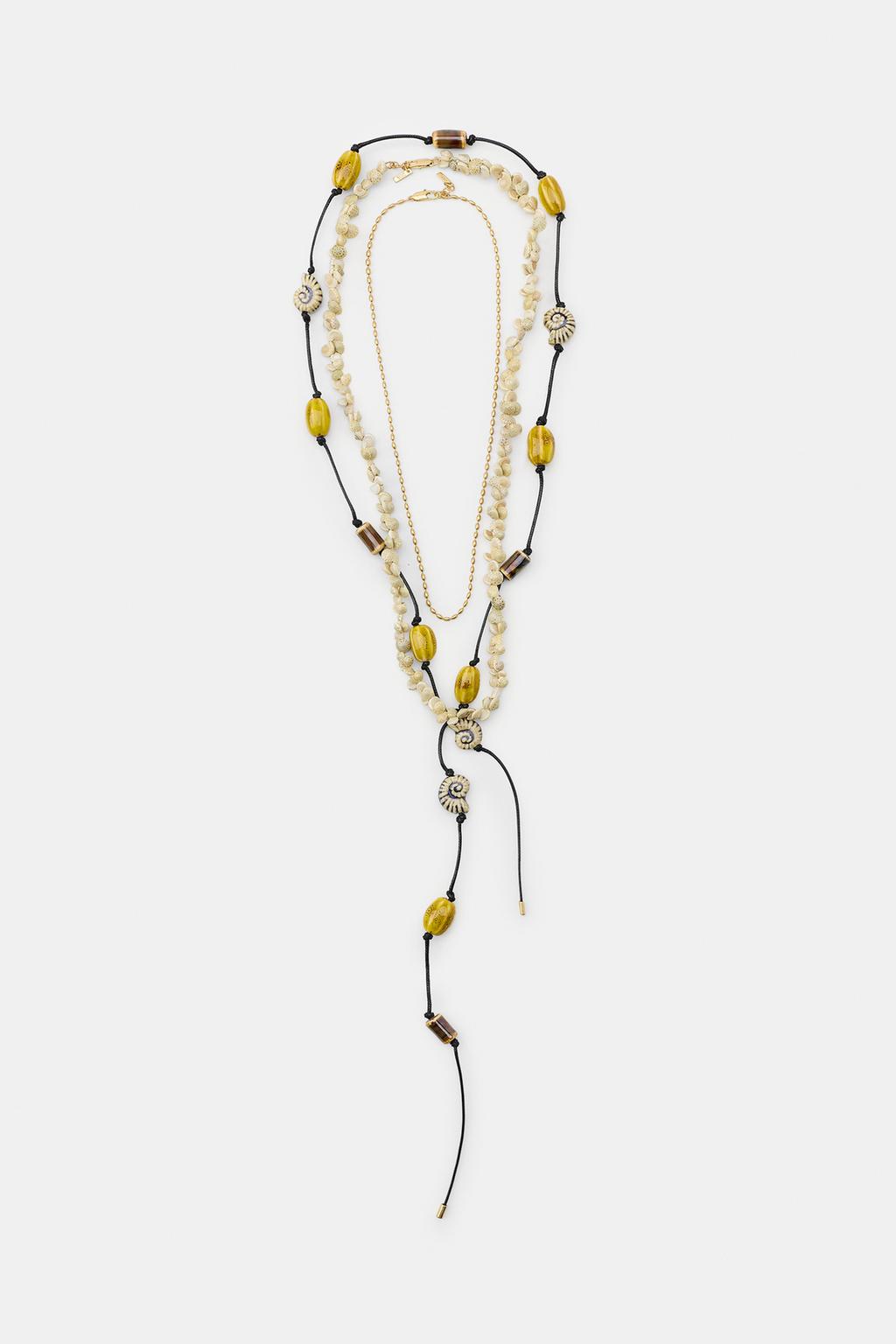 НАБОР ИЗ 3 ОЖЕРЕЛИЙ: ШНУР, РАКУШКИ И КЕРАМИКА