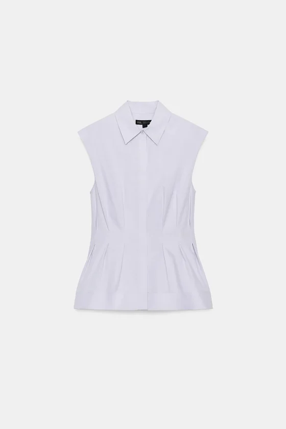 РУБАШКА СО СКЛАДКАМИ И ПРОЙМАМИ — коллекция Zara «ZW»