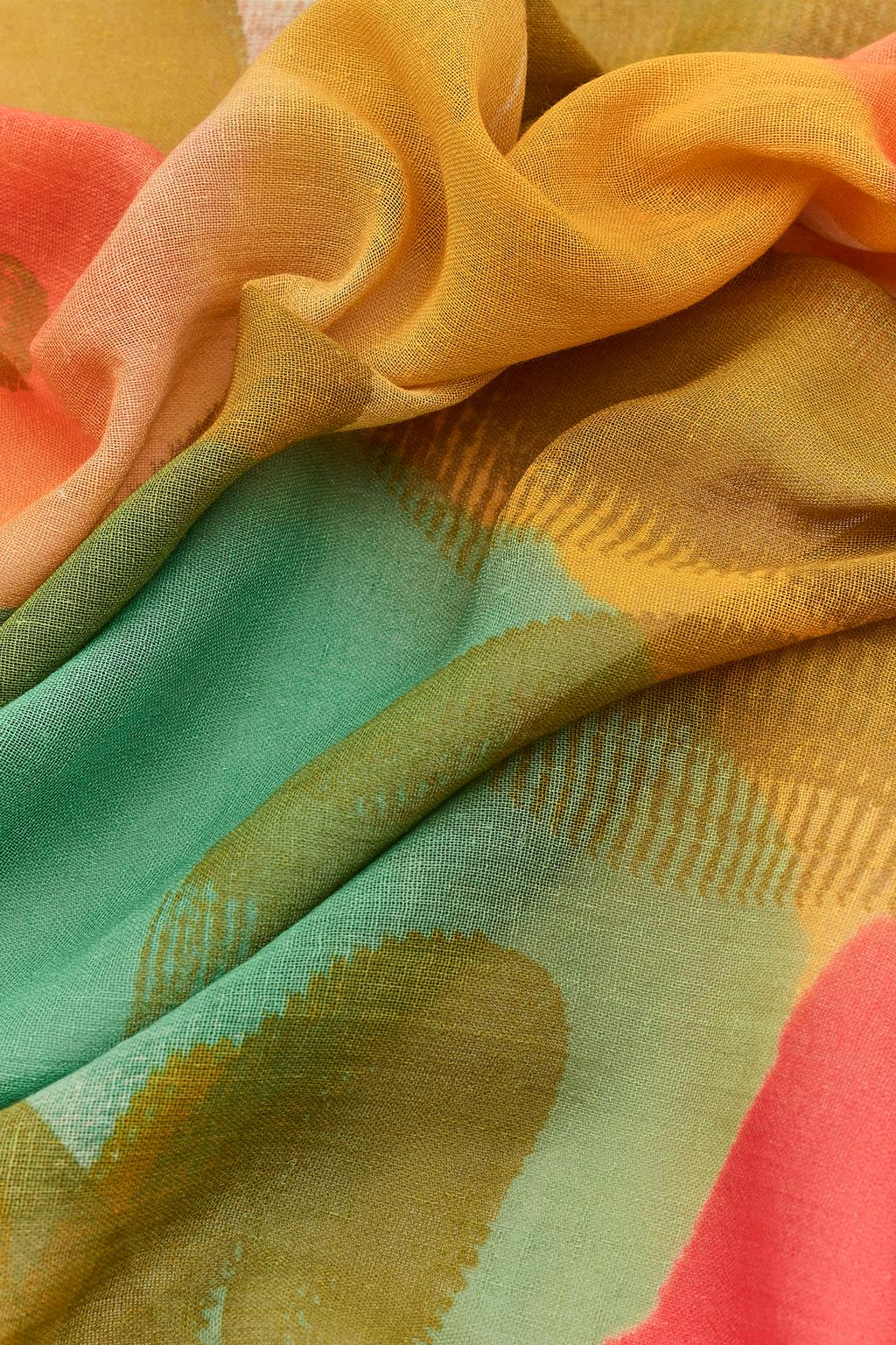 ШАРФ С АКВАРЕЛЬНЫМ ПРИНТОМ И ЛЬНОМ