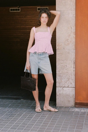 Топ в полоску с цветочным принтом- Заказать в России