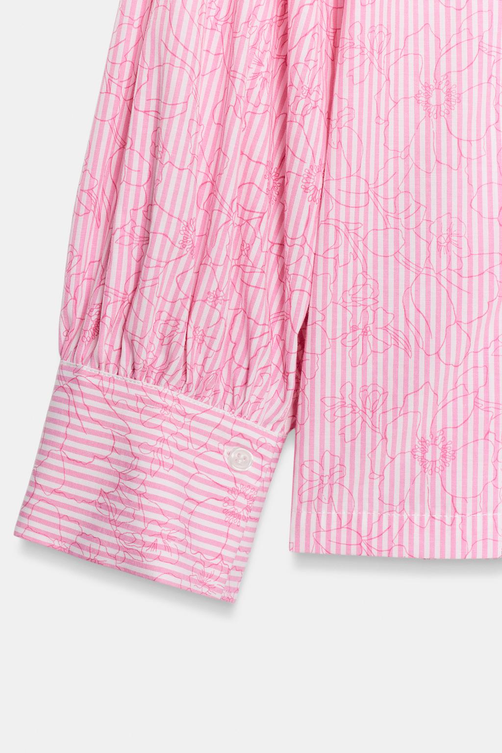 РУБАШКА В ПОЛОСКУ С ЦВЕТОЧНЫМ ПРИНТОМ