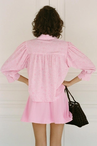 Рубашка в полоску с цветочным принтом- Заказать в России