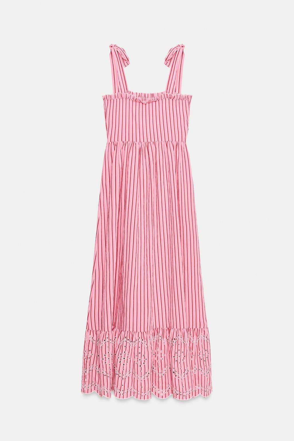 ПЛАТЬЕ МИДИ В ПОЛОСКУ С ЗАВЯЗКАМИ