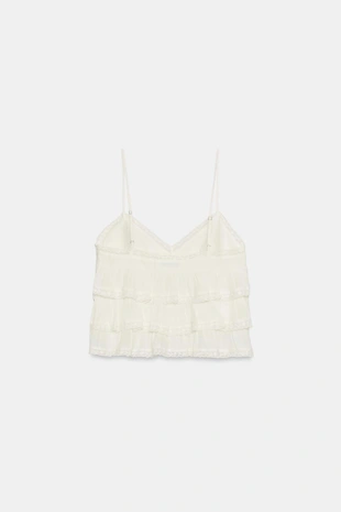 Топ из газа с воланами и вышивкой- Заказать в России