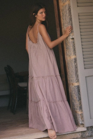 Платье миди из газа с воланами- Заказать в России