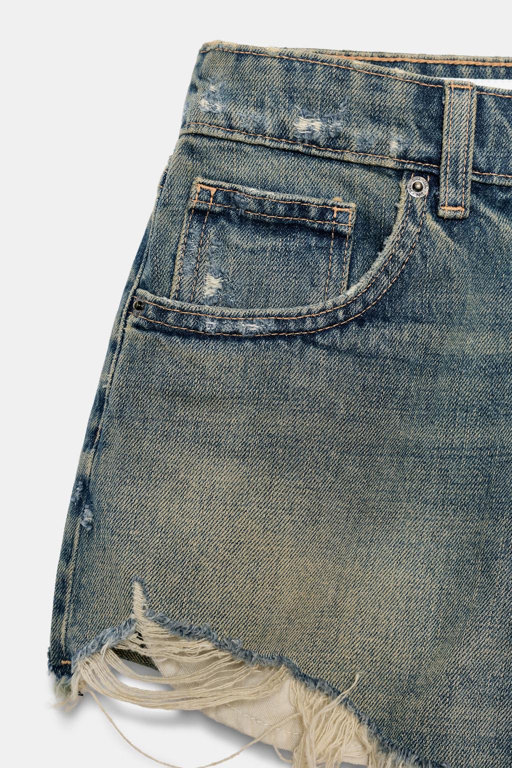 ДЖИНСОВЫЕ ШОРТЫ TRF С ВЫСОКОЙ ПОСАДКОЙ И РАЗРЫВАМИ