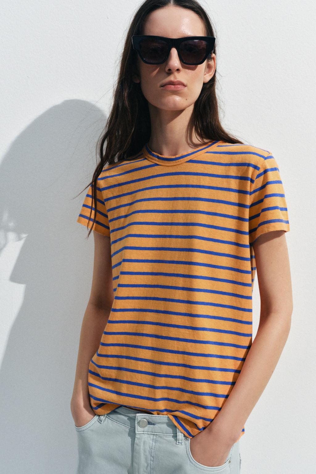 ФУТБОЛКА В ПОЛОСКУ ИЗ ХЛОПКА И ЛЬНА