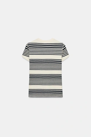 Футболка с воротником на пуговицах в полоску