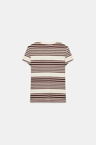 Футболка с воротником на пуговицах в полоску- Заказать в России