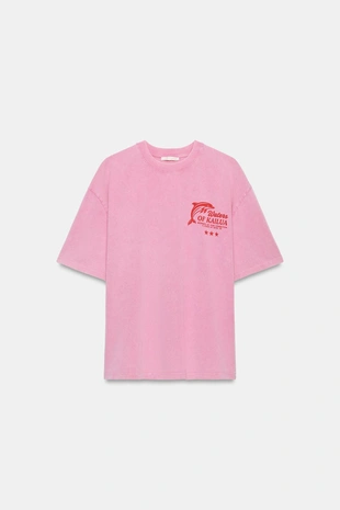 Футболка из ткани с эффектом потертости с надписью- Заказать в России