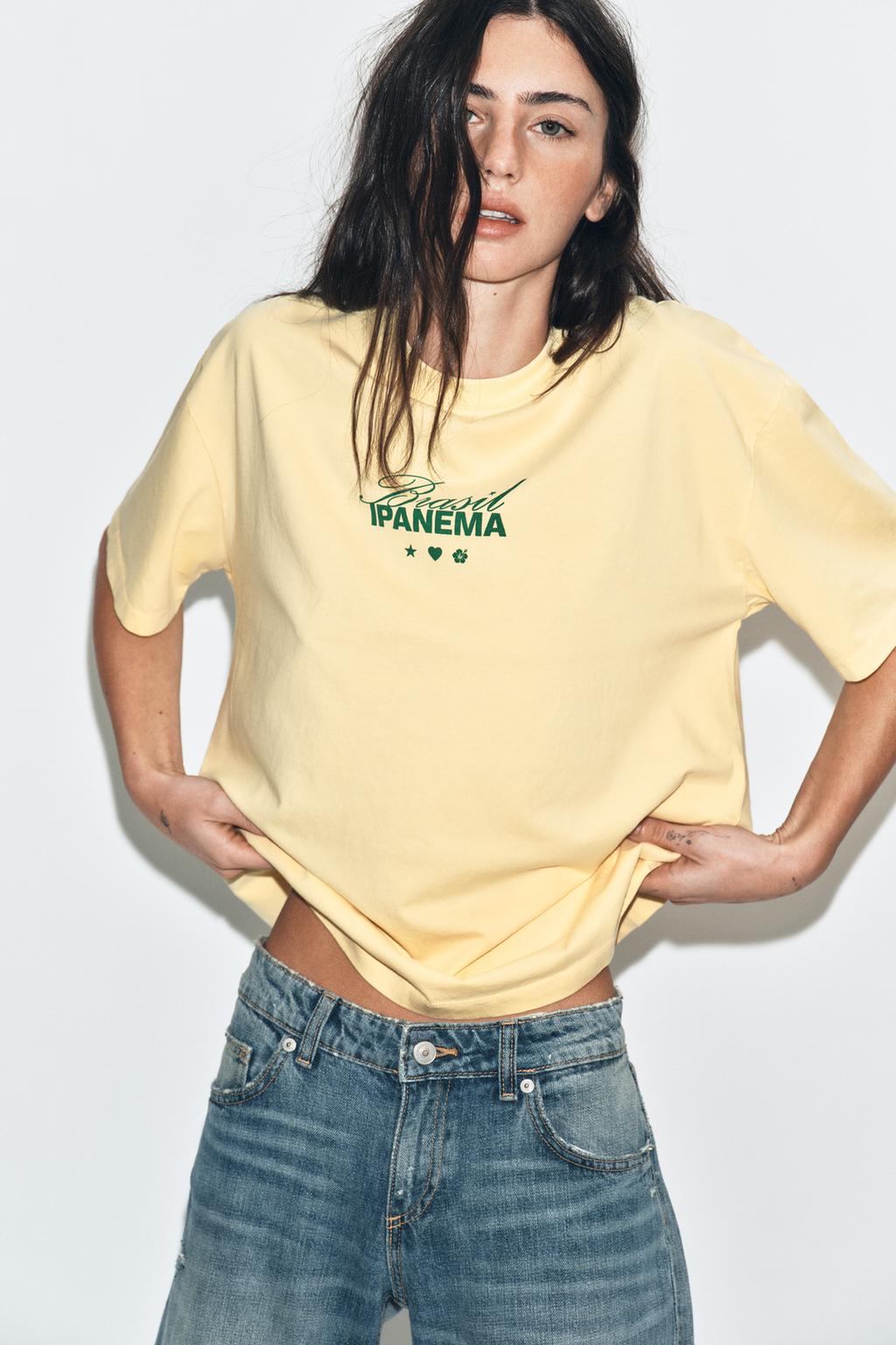 ФУТБОЛКА ИЗ ТКАНИ С ЭФФЕКТОМ ПОТЕРТОСТИ С НАДПИСЬЮ