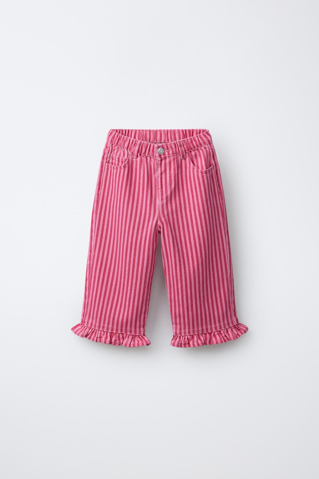 БРЮКИ-КЮЛОТЫ В ПОЛОСКУ С ВОЛАНАМИ