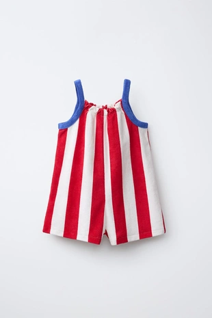 Короткий комбинезон из махровой ткани в полоску — Casa Lawa X Zara Kids- Заказать в России
