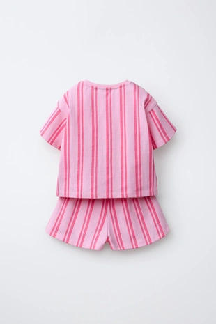 Комплект из футболки и шортов в полоску с вышивкой- Заказать в России