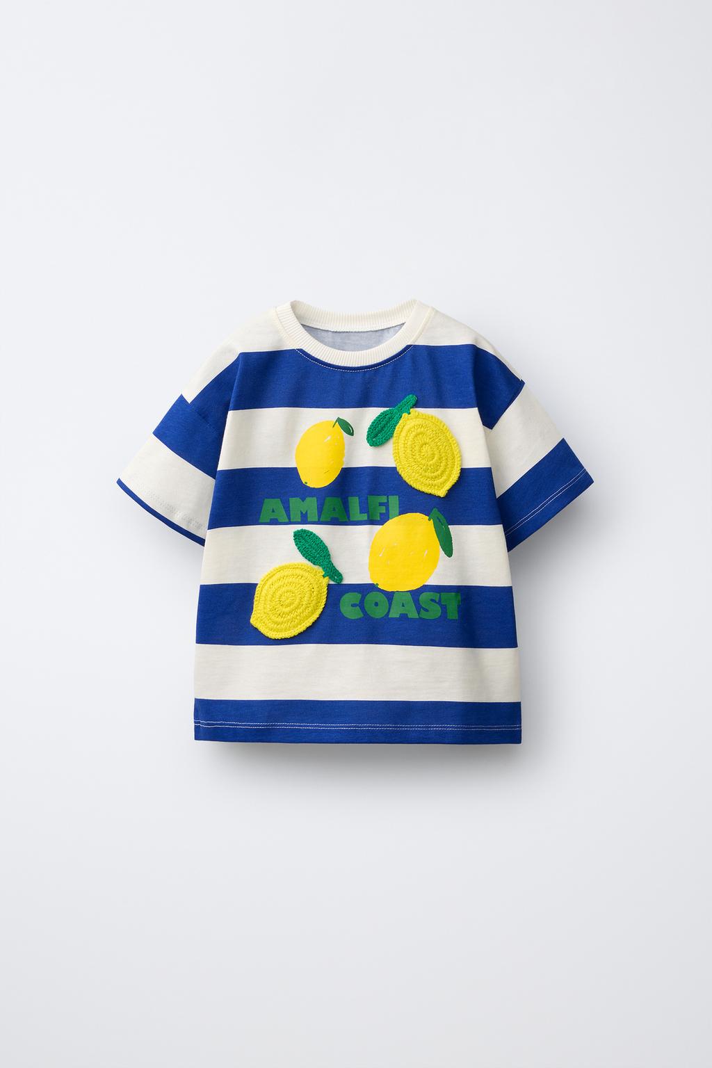 ФУТБОЛКА В ПОЛОСКУ С НАШИВКАМИ-ФРУКТАМИ