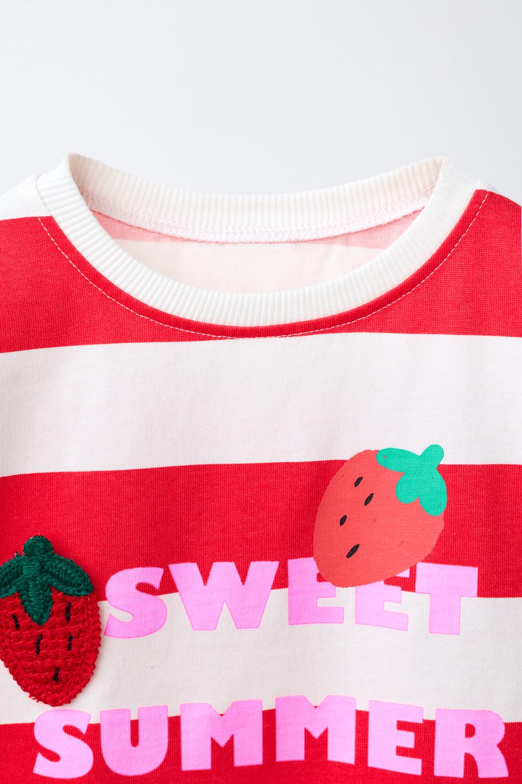 ФУТБОЛКА В ПОЛОСКУ С ФРУКТОВЫМИ НАШИВКАМИ