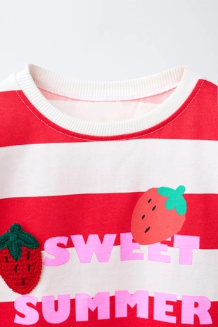 Футболка в полоску с фруктовыми нашивками- Заказать в России