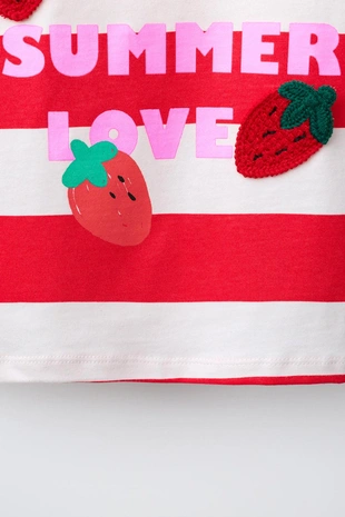 Футболка в полоску с фруктовыми нашивками- Заказать в России