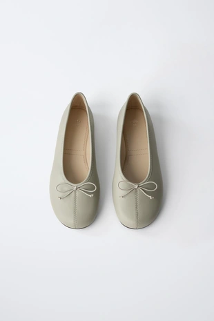 Кожаные балетки с бантиком- Заказать в России