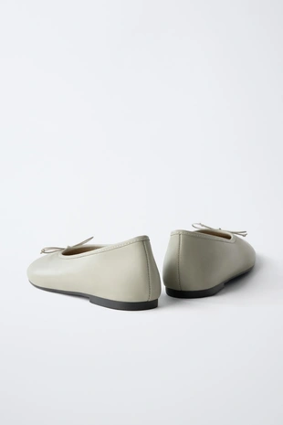 Кожаные балетки с бантиком- Заказать в России