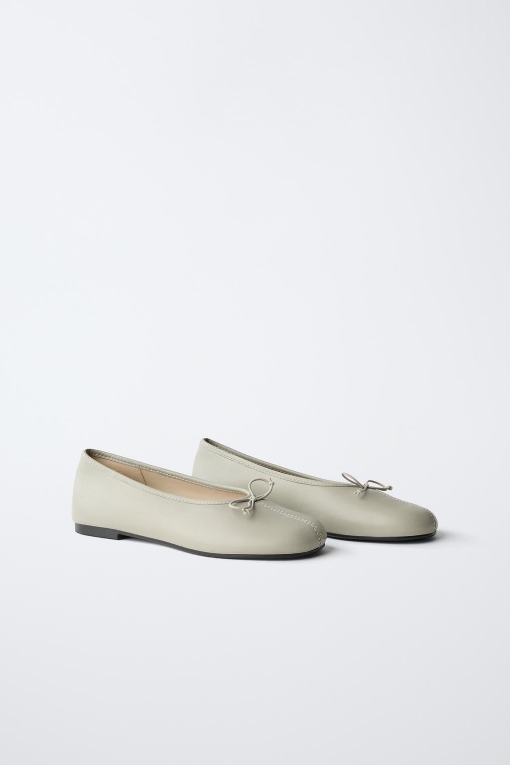 КОЖАНЫЕ БАЛЕТКИ С БАНТИКОМ