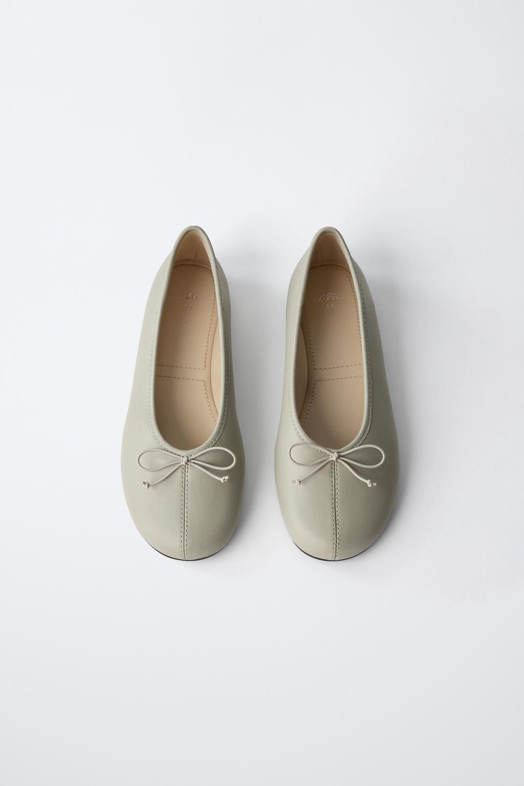 КОЖАНЫЕ БАЛЕТКИ С БАНТИКОМ