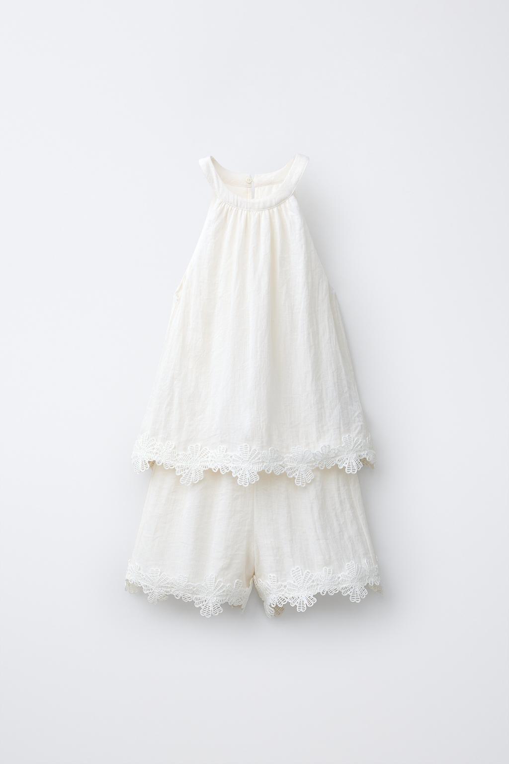 КОРОТКИЙ КОМБИНЕЗОН ХАЛТЕР С ВЫШИВКОЙ