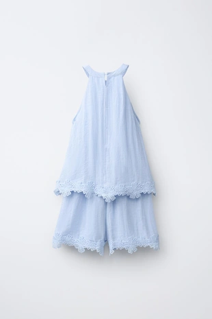 Короткий комбинезон халтер с вышивкой