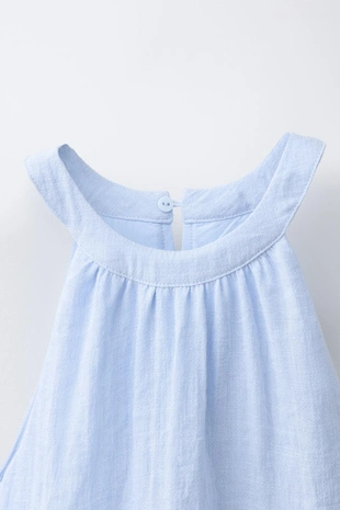 Короткий комбинезон халтер с вышивкой