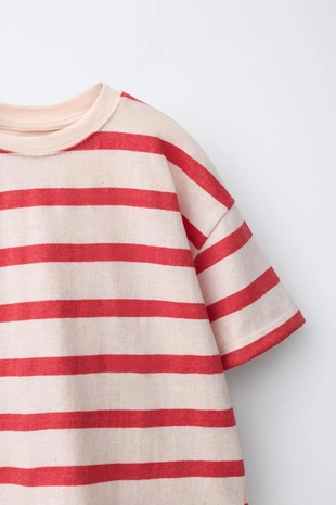 White / Red | 5431/432/061 - Zara Комплект джоггеры, футболка и шорты в полоску