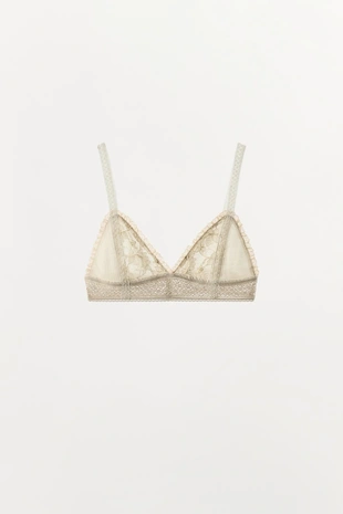 Бюстгальтер с треугольными чашками, кружевом и вышивкой- Заказать в России