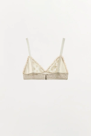 Бюстгальтер с треугольными чашками, кружевом и вышивкой- Заказать в России