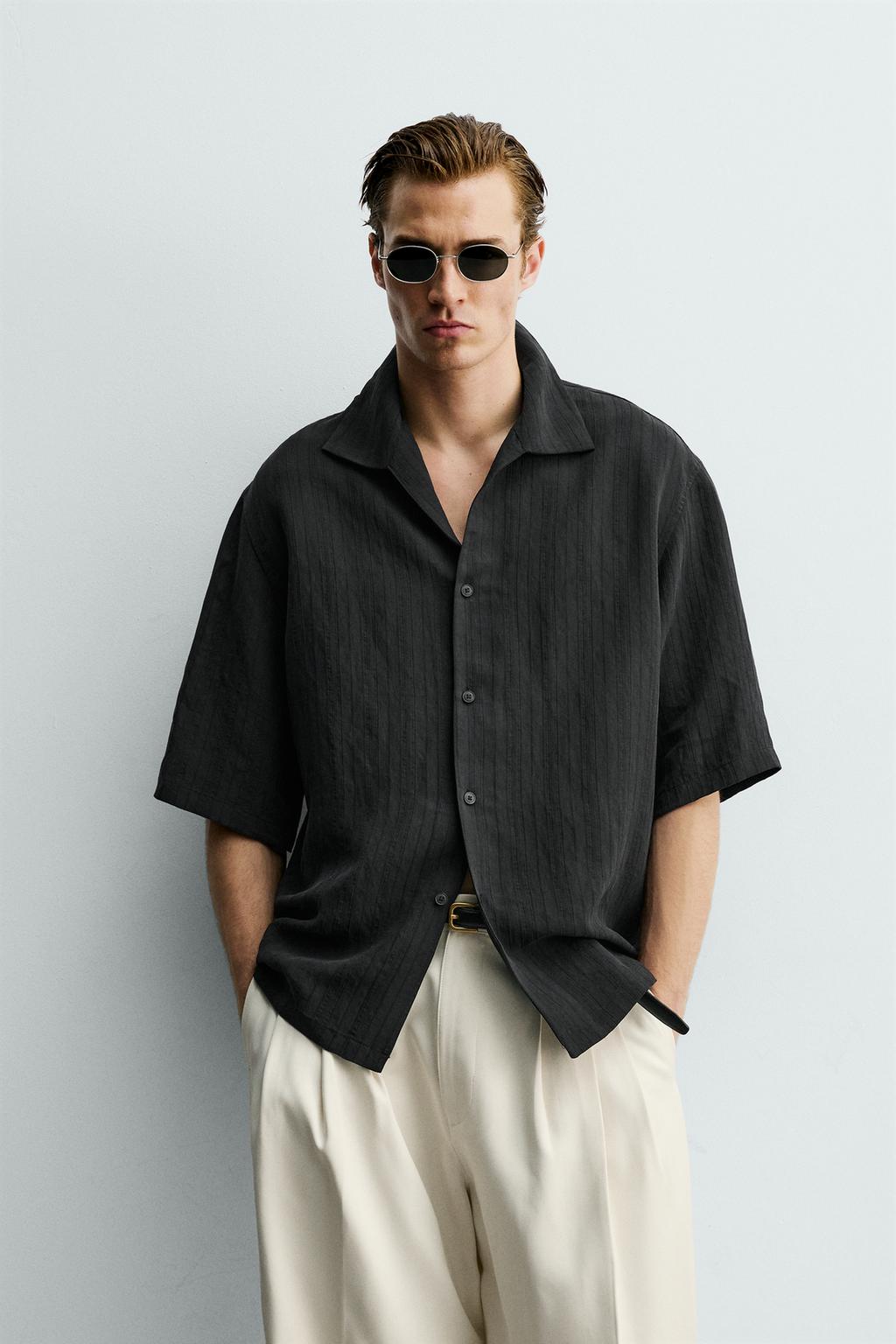 ЖАККАРДОВАЯ РУБАШКА BOXY FIT В ПОЛОСКУ