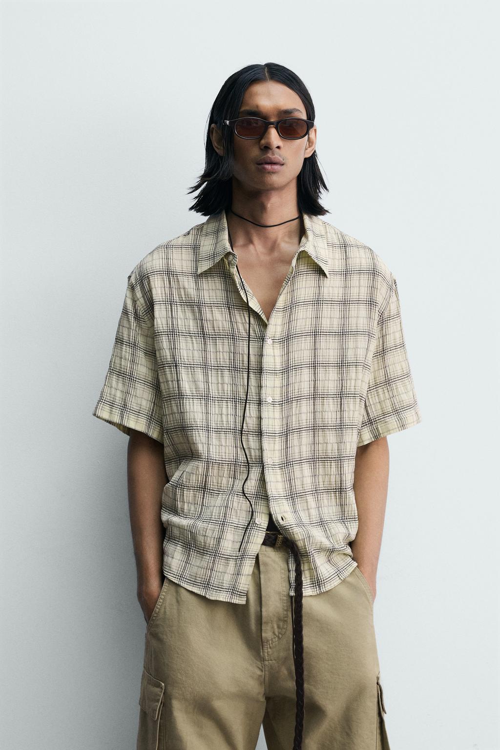 РУБАШКА RELAXED FIT ЖАККАРД В КЛЕТКУ