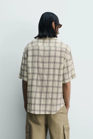 Рубашка  жаккард в клетку- Заказать в России