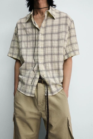 Рубашка  жаккард в клетку- Заказать в России