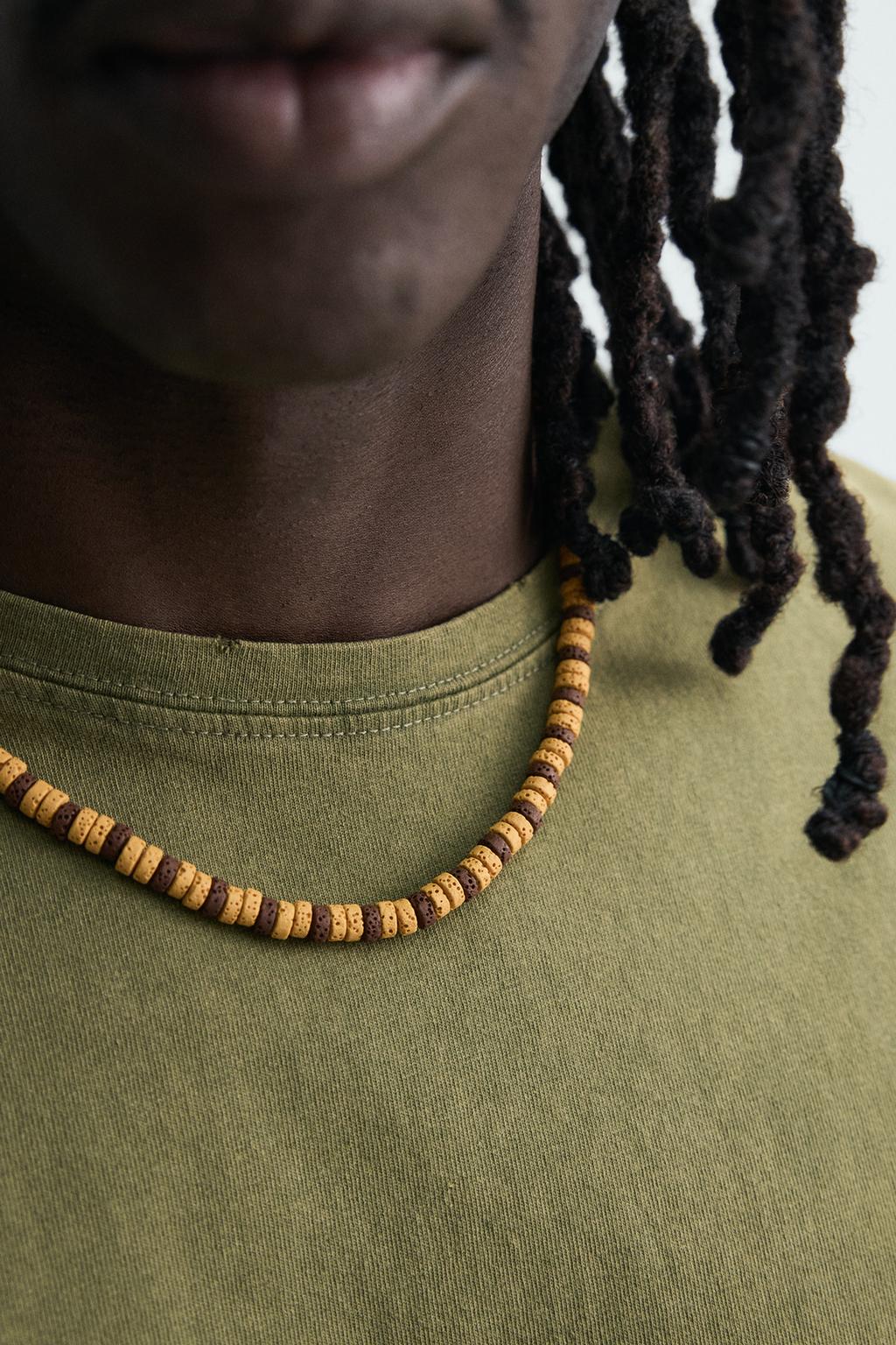 ОЖЕРЕЛЬЕ С БУСИНАМИ И КАМНЕМ