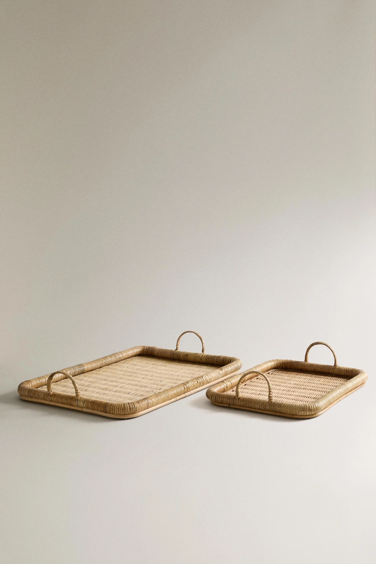 Декоративные подносы из ротанга