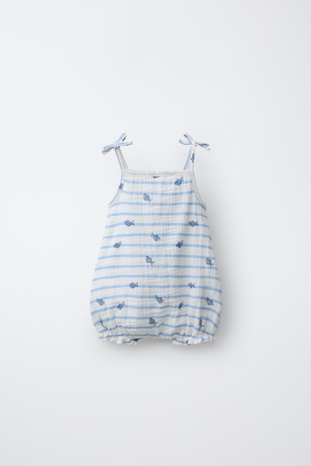 КОМБИНИРОВАННЫЙ КОМБИНЕЗОН В ПОЛОСКУ С РЫБКАМИ