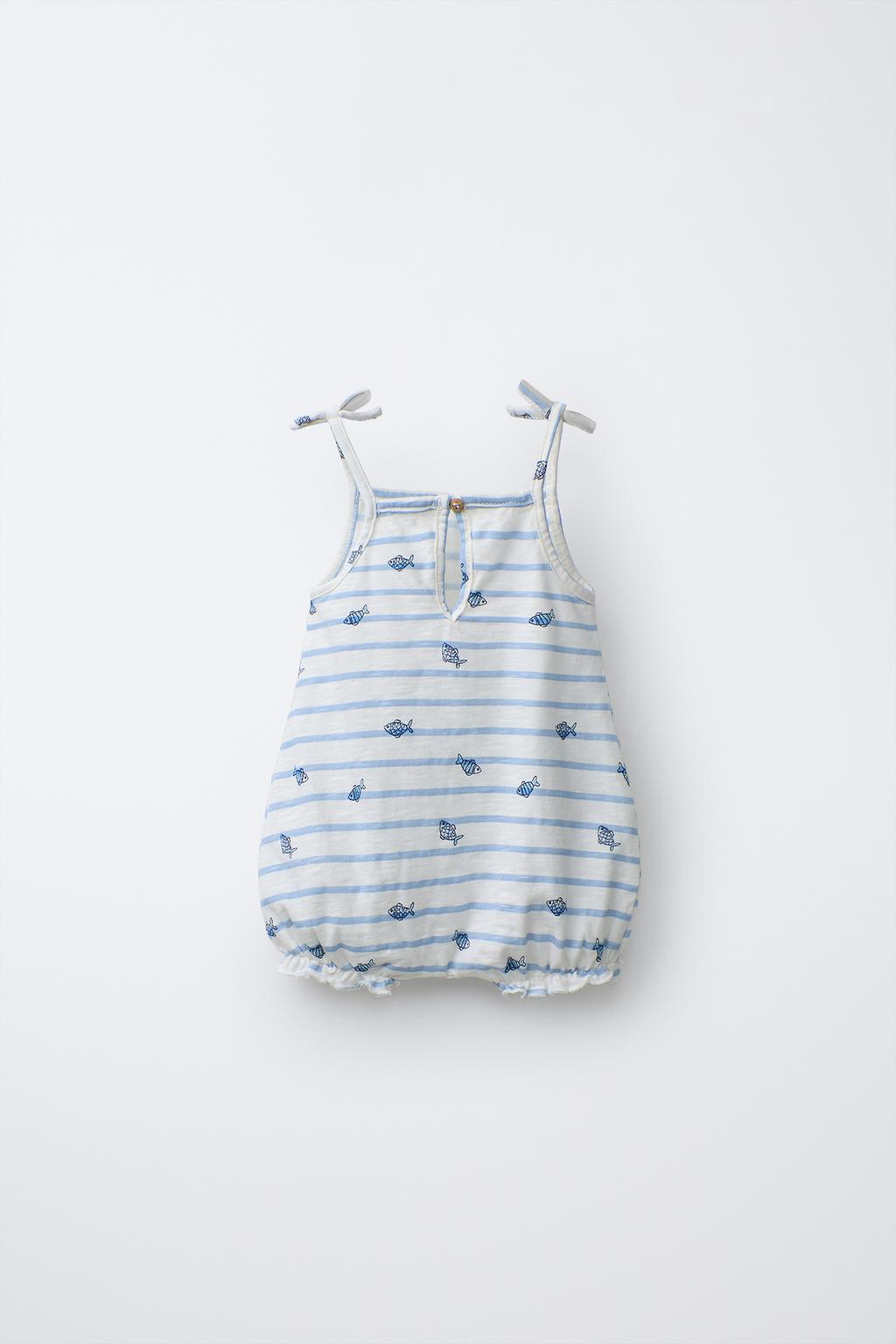 КОМБИНИРОВАННЫЙ КОМБИНЕЗОН В ПОЛОСКУ С РЫБКАМИ