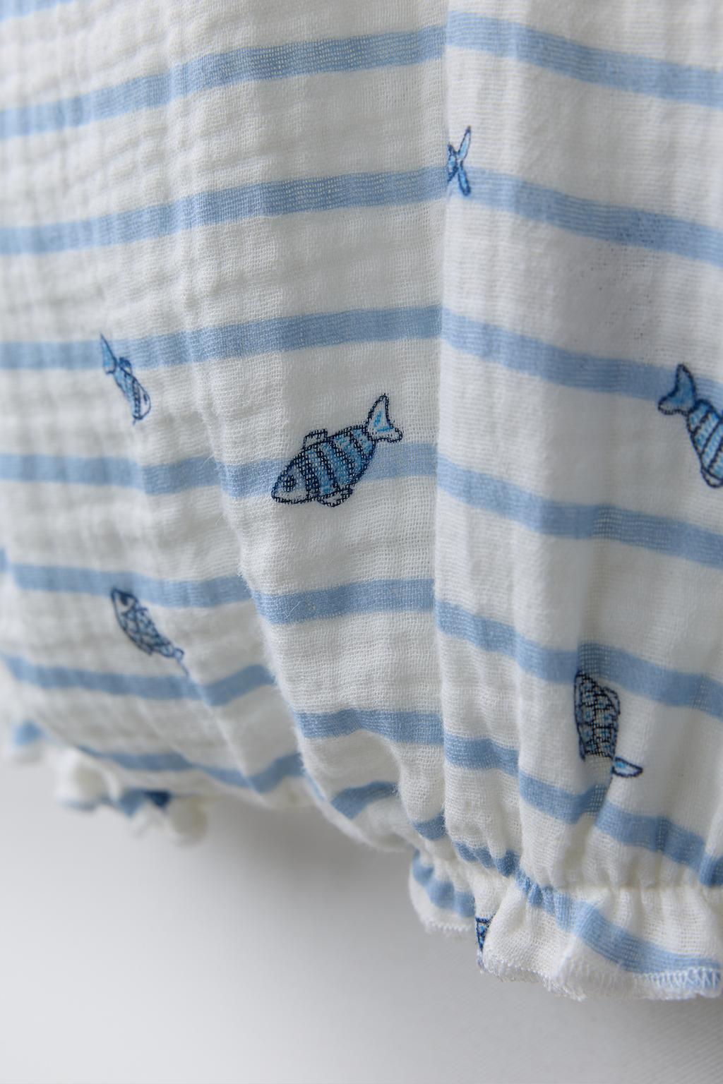 КОМБИНИРОВАННЫЙ КОМБИНЕЗОН В ПОЛОСКУ С РЫБКАМИ