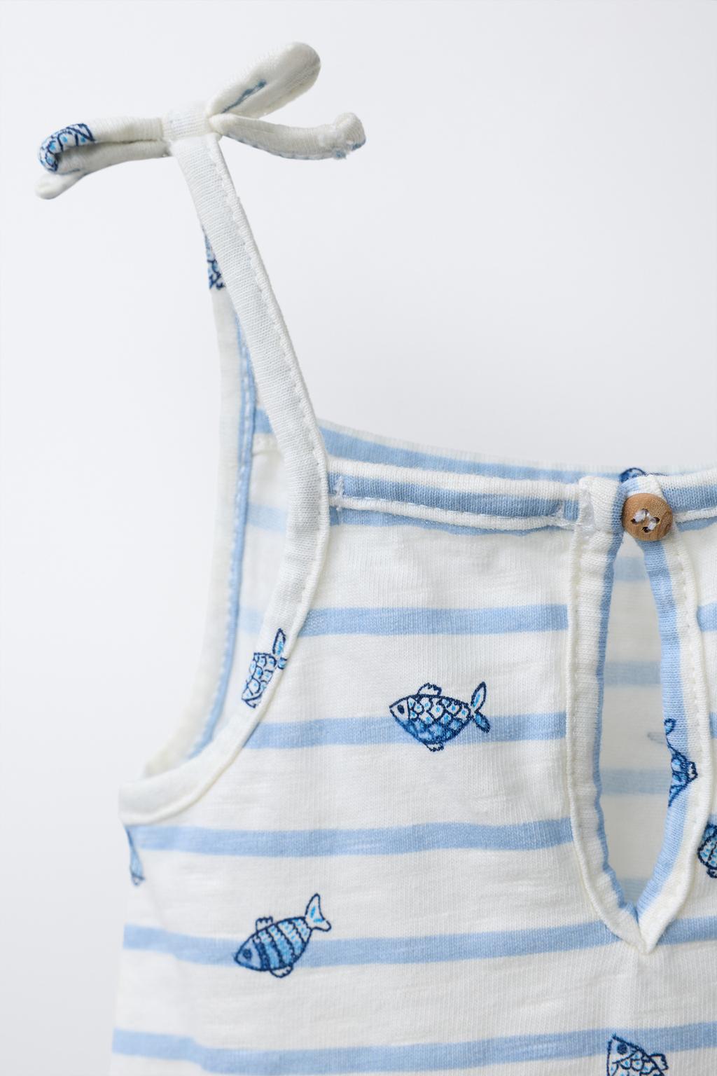 КОМБИНИРОВАННЫЙ КОМБИНЕЗОН В ПОЛОСКУ С РЫБКАМИ