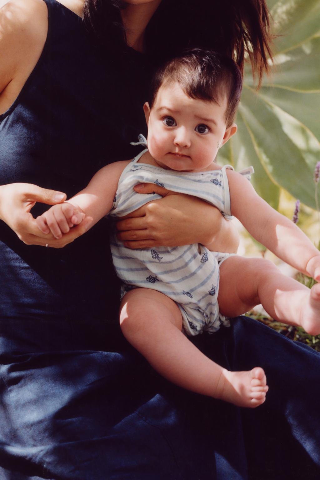 КОМБИНИРОВАННЫЙ КОМБИНЕЗОН В ПОЛОСКУ С РЫБКАМИ