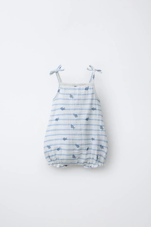 Комбинированный комбинезон в полоску с рыбками- Заказать в России